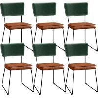 Kit 06 Cadeiras L02 Facto Verde Musgo Couríssimo Camel - 1