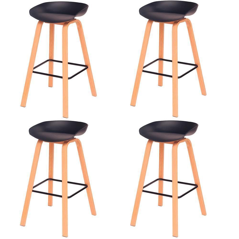 Kit 4 Banquetas Toledo Fratini 83 (altura) Revestimento Polipropileno Preto Base Em Aço E Apoio De Pé Preto - 1