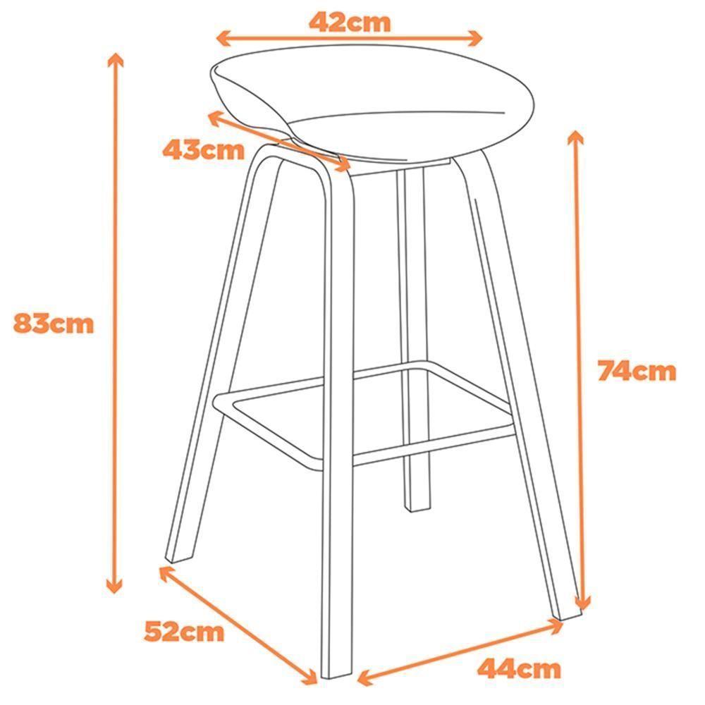 Kit 4 Banquetas Toledo Fratini 83 (altura) Revestimento Polipropileno Preto Base Em Aço E Apoio De Pé Preto - 3