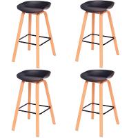 Kit 4 Banquetas Toledo Fratini 83 (altura) Revestimento Polipropileno Preto Base Em Aço E Apoio De Pé Preto - 1