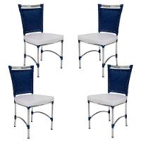 4 Cadeiras Em Alumínio E Fibra Sintética Jk Cozinha Edícula Azul Dark E Nautico Branco - 1