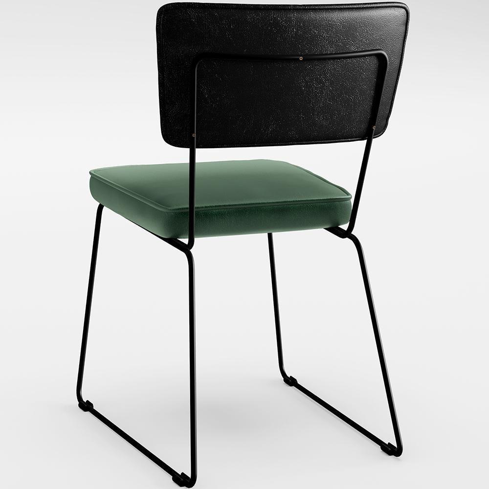 Kit 08 Cadeiras L02 Couríssimo Preto Facto Verde Musgo - 3