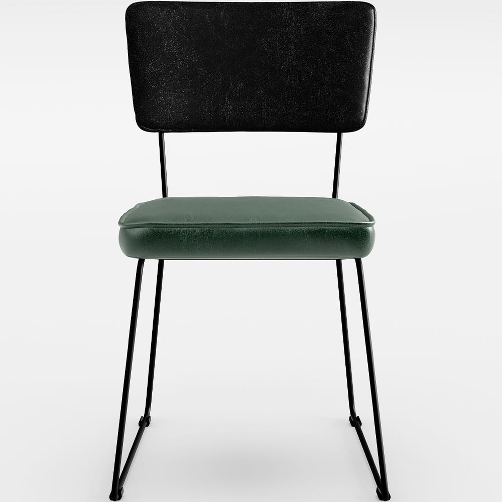 Kit 08 Cadeiras L02 Couríssimo Preto Facto Verde Musgo - 6