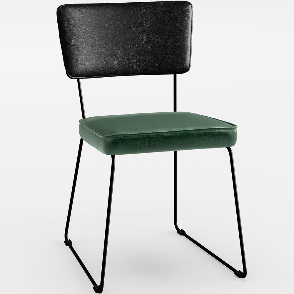 Kit 08 Cadeiras L02 Couríssimo Preto Facto Verde Musgo - 12