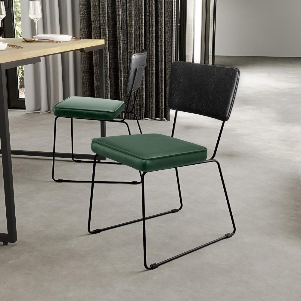 Kit 08 Cadeiras L02 Couríssimo Preto Facto Verde Musgo - 14