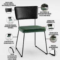 Kit 08 Cadeiras L02 Couríssimo Preto Facto Verde Musgo - 11