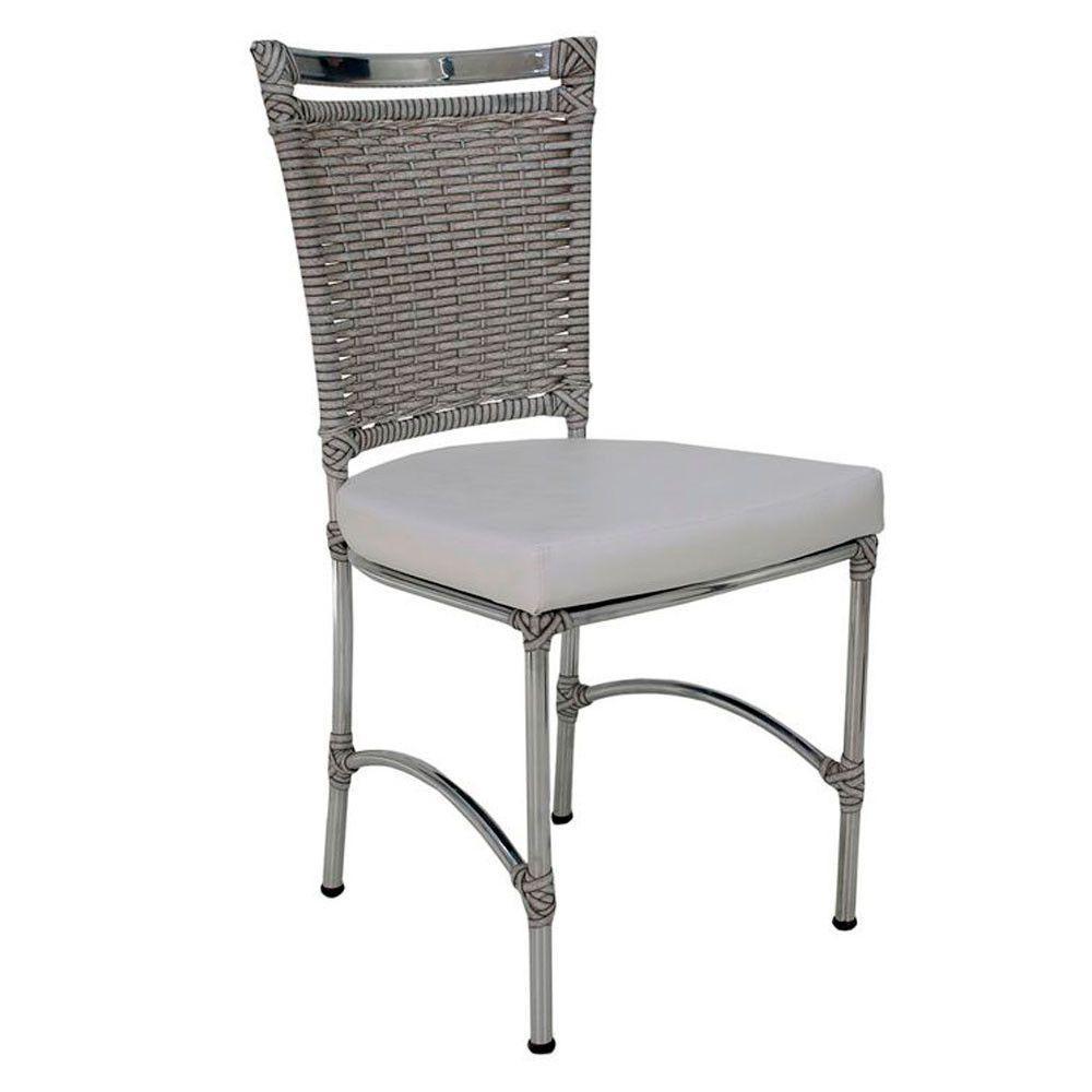 Cadeira Em Alumínio E Fibra Sintética Jk Cozinha Edícula Marmore E Nautico Branco - 1