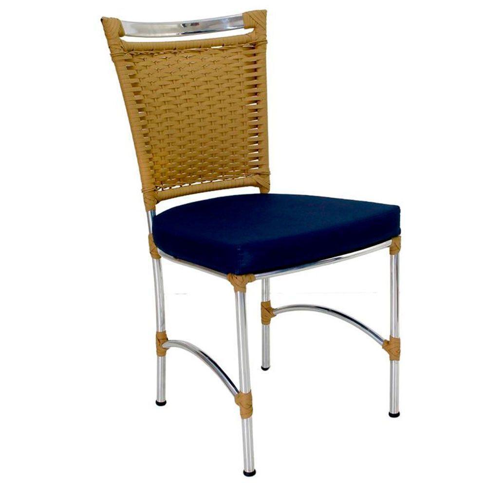 Cadeira Em Alumínio E Fibra Sintética Jk Cozinha Edícula Avelã E Lisato Marinho - 1
