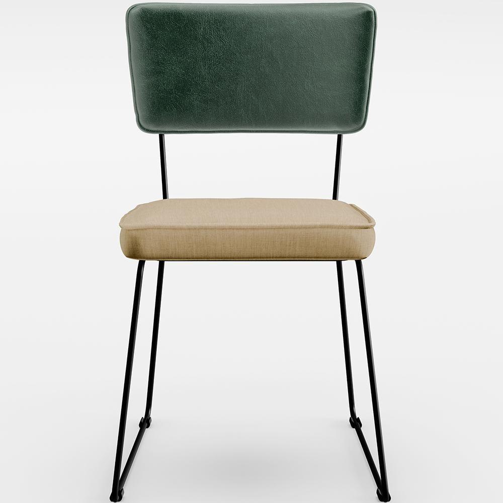 Kit 08 Cadeiras L02 Facto Verde Musgo Linho Bege Escuro - 5