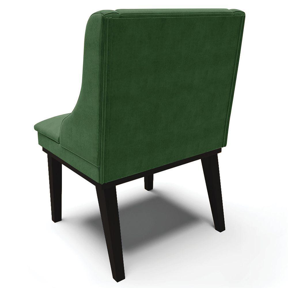 Kit 2 Cadeiras Decorativas Sala De Jantar Base Fixa De Madeira Firenze Suede Verde Esmeralda/preto - 5
