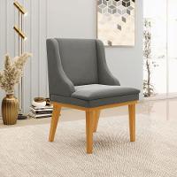 Kit 5 Cadeiras Decorativas Sala De Jantar Base Fixa De Madeira Firenze Suede Grafite/castanho G19 - 16