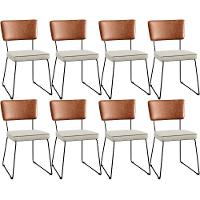 Kit 08 Cadeiras L02 Couríssimo Camel Linho Champagne - 1