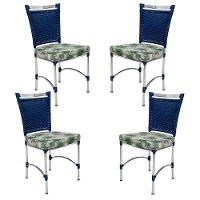 4 Cadeiras Em Alumínio E Fibra Sintética Jk Cozinha Edícula Azul Dark E Trancoso - 1