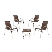 4 Cadeiras Giovana Com Mesa De Centro Em Alumínio Para Jardim, área, Piscina Trama Original Pedra Ferro - 1