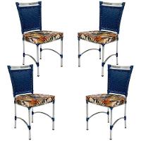 4 Cadeiras Em Alumínio E Fibra Sintética Jk Cozinha Edícula Azul Dark E Rivieira Marrom - 1