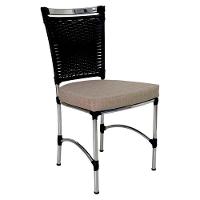 Cadeira Em Alumínio E Fibra Sintética Jk Cozinha Edícula Preto E Fundo Palha - 1
