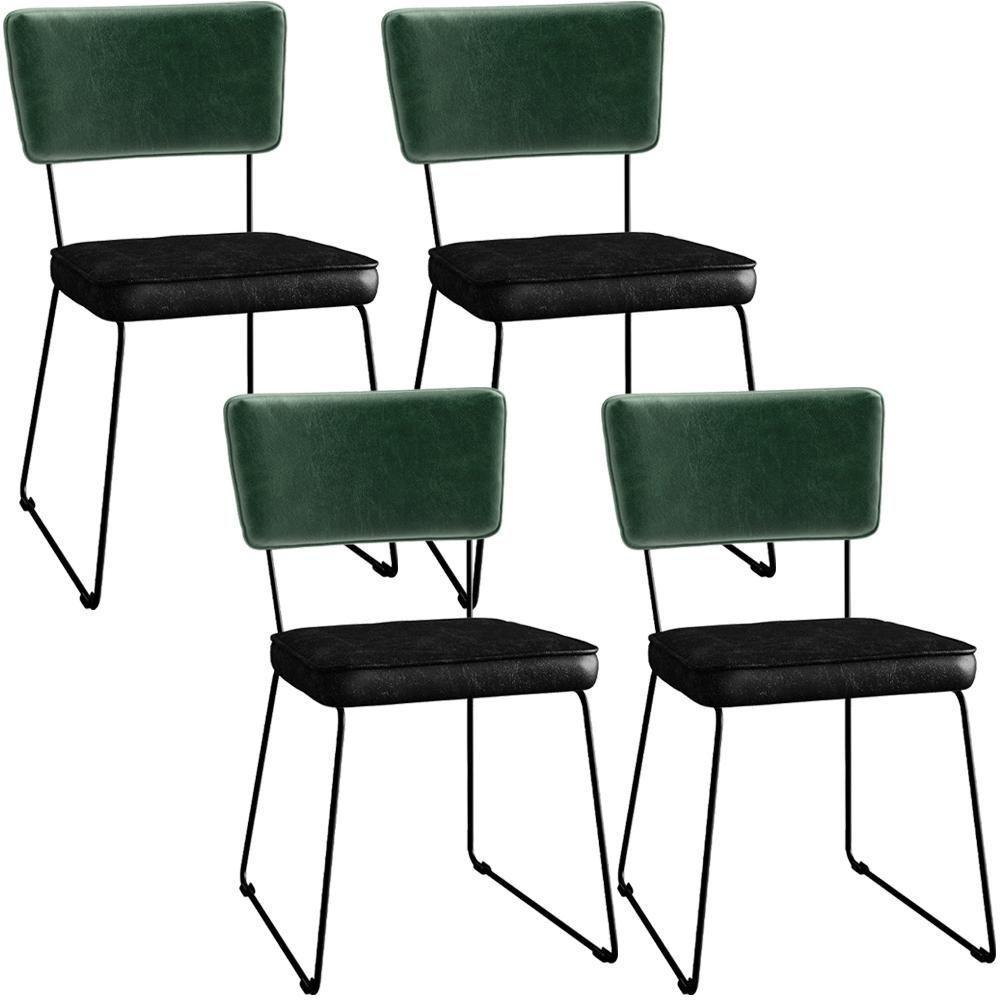 Kit 04 Cadeiras L02 Facto Verde Musgo Couríssimo Preto - 1