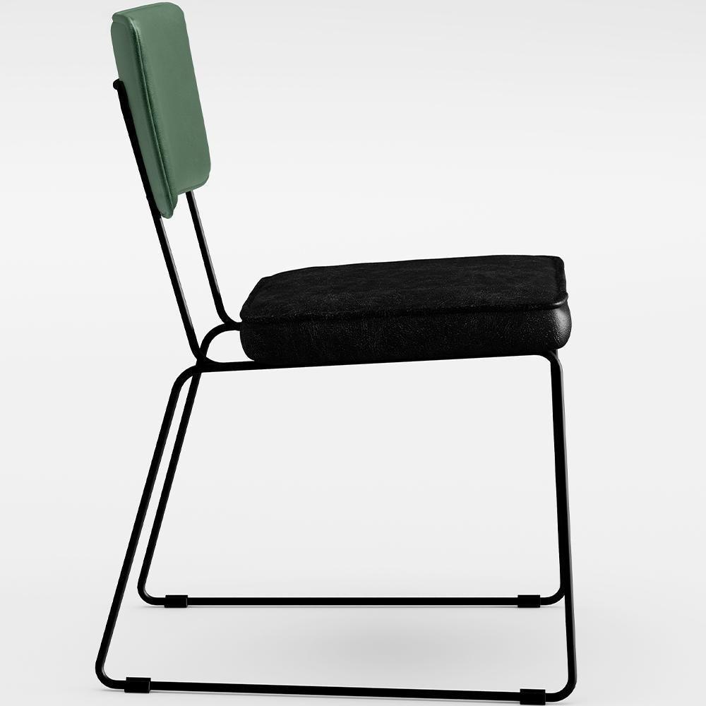 Kit 04 Cadeiras L02 Facto Verde Musgo Couríssimo Preto - 4