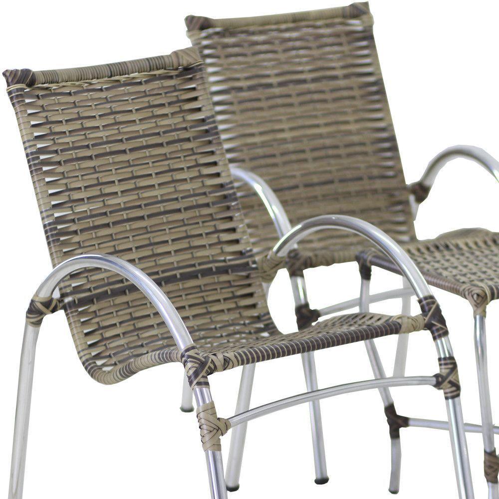 4 Cadeiras Giovana Com Mesa De Centro Em Alumínio P/ Jardim, área, Piscina Trama Original Capuccino - 5