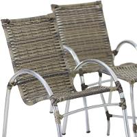 4 Cadeiras Giovana Com Mesa De Centro Em Alumínio P/ Jardim, área, Piscina Trama Original Capuccino - 5