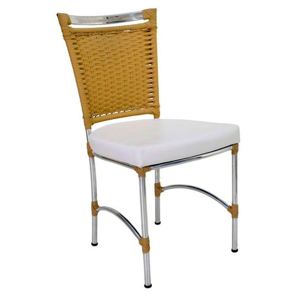 Cadeira Em Alumínio E Fibra Sintética Jk Cozinha Edícula Avelã E Nautico Branco - 1