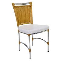 Cadeira Em Alumínio E Fibra Sintética Jk Cozinha Edícula Avelã E Nautico Branco - 1