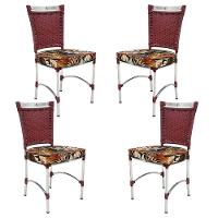 4 Cadeiras Em Alumínio E Fibra Sintética Jk Cozinha Edícula Vinho Dark E Rivieira Marrom - 1