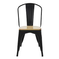 Kit 3 Cadeiras Para Mesa De Jantar Cozinha Sala Tolix Metal Industrial Com Assento De Madeira Preta - 2