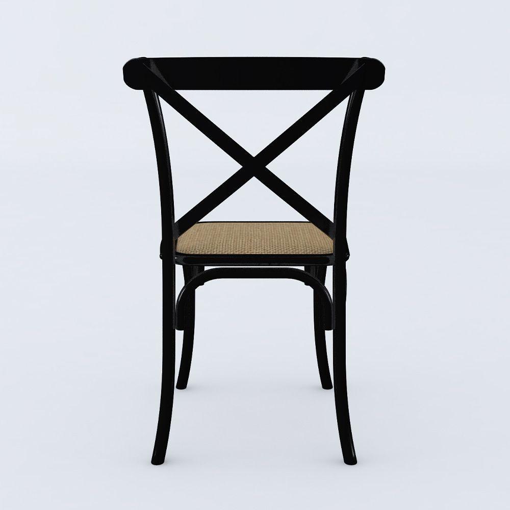 Cadeira Jantar Preta Assento Corano Bege Aço Preto - 3