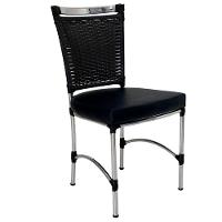 Cadeira Em Alumínio E Fibra Sintética Jk Cozinha Edícula Preto E Courino Náutico Preto - 1