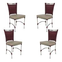 4 Cadeiras Em Alumínio E Fibra Sintética Jk Cozinha Edícula Vinho Dark E Nautico Bege - 1