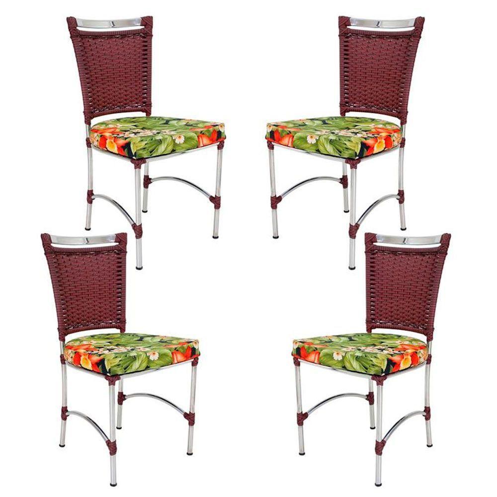 4 Cadeiras Em Alumínio E Fibra Sintética Jk Cozinha Edícula Vinho Dark E Saquarema - 1