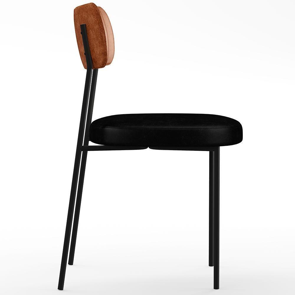 Kit 02 Cadeiras Para Sala De Jantar Melina Camel Preto - 3