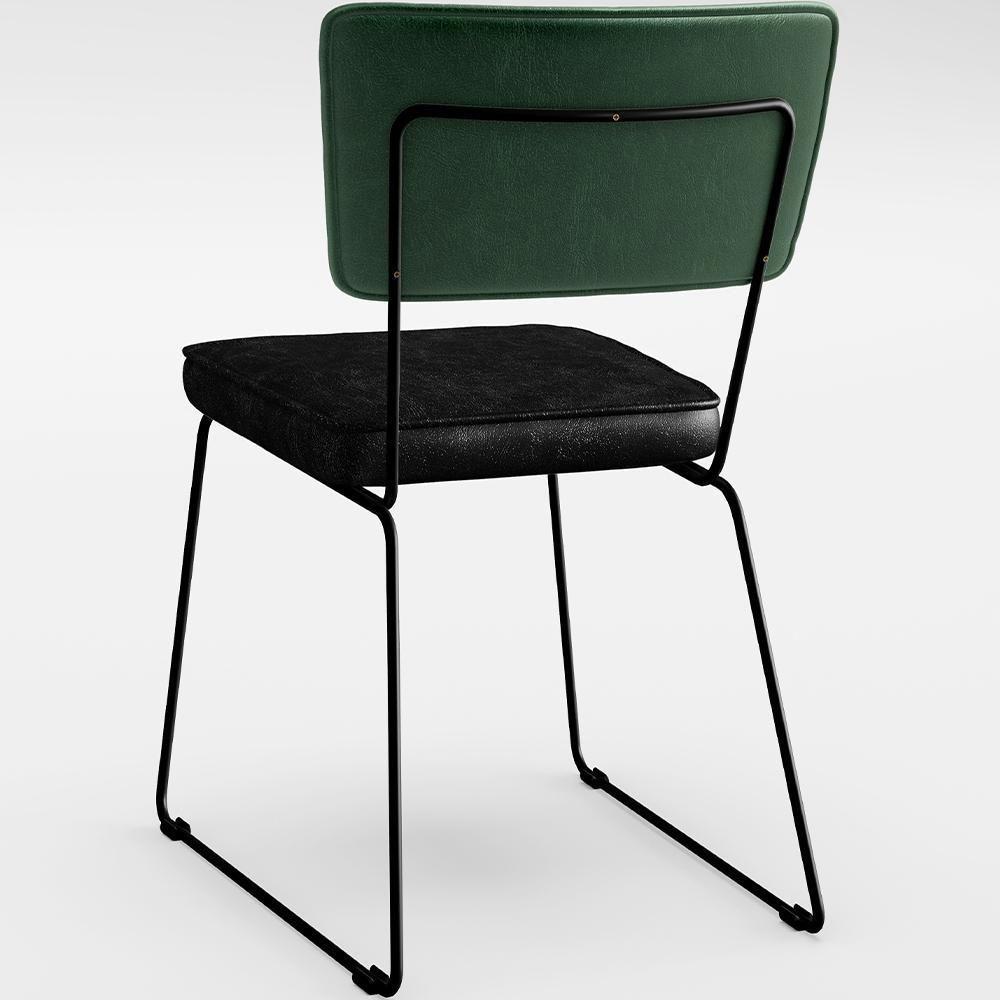 Kit 08 Cadeiras L02 Facto Verde Musgo Couríssimo Preto - 2