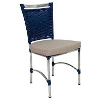 Cadeira Em Alumínio E Fibra Sintética Jk Cozinha Edícula Azul Dark E Fundo Palha - 1