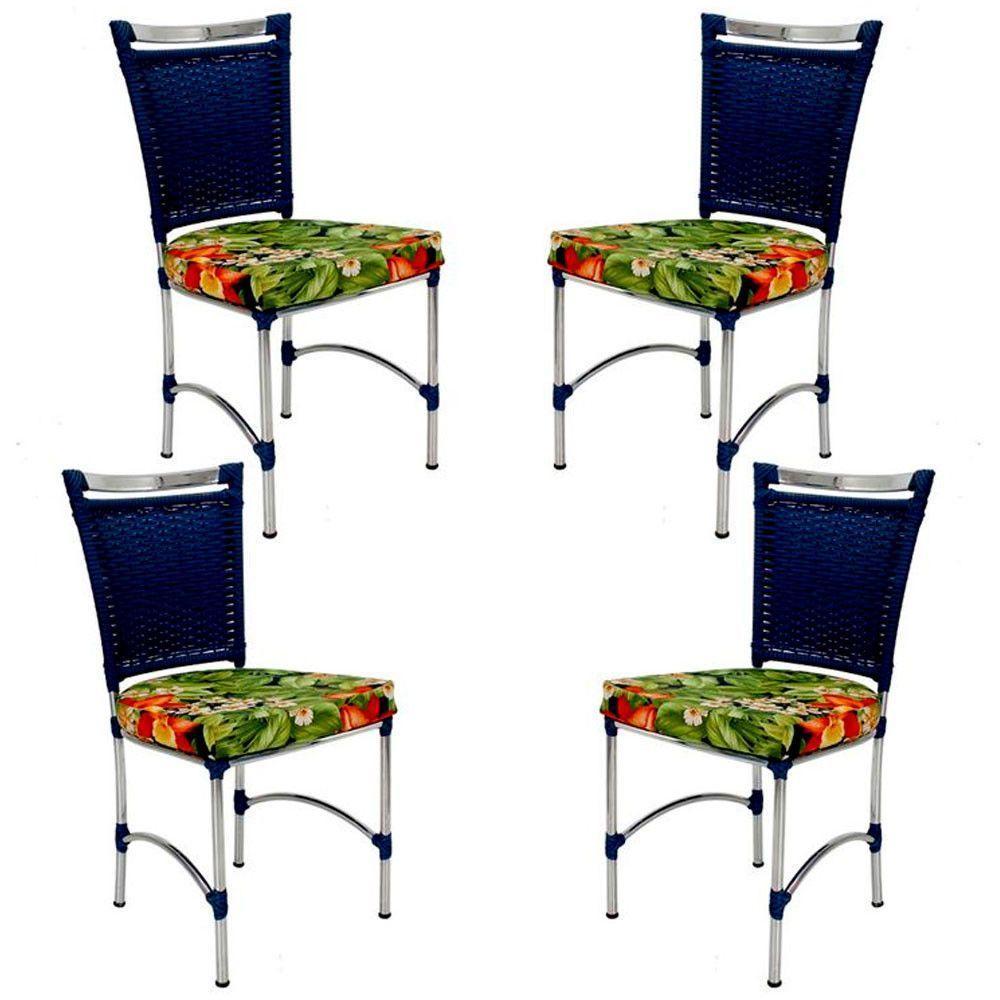 4 Cadeiras Em Alumínio E Fibra Sintética Jk Cozinha Edícula Azul Dark E Saquarema - 1