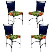 4 Cadeiras Em Alumínio E Fibra Sintética Jk Cozinha Edícula Azul Dark E Saquarema - 1