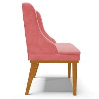 Kit 2 Cadeiras Decorativas Sala De Jantar Base Fixa De Madeira Firenze Suede Rose/castanho G19