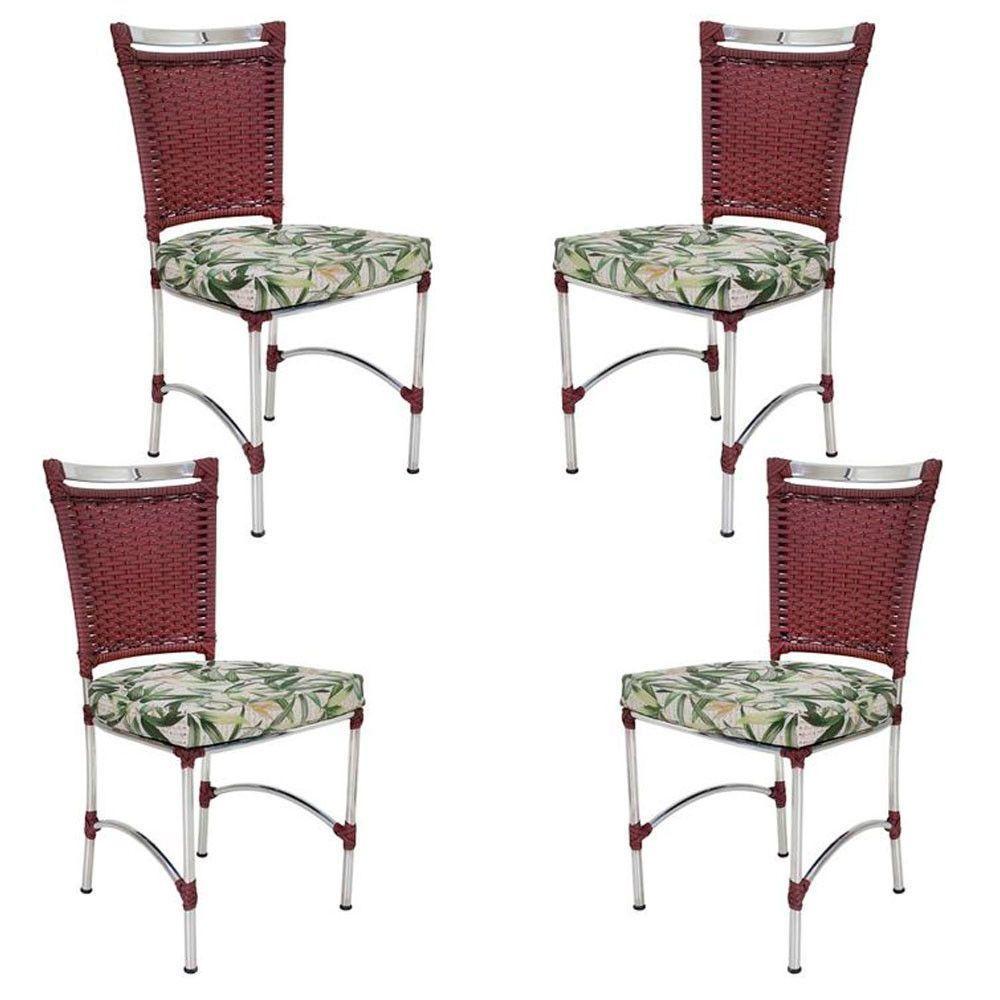 4 Cadeiras Em Alumínio E Fibra Sintética Jk Cozinha Edícula Vinho Dark E Trancoso - 1