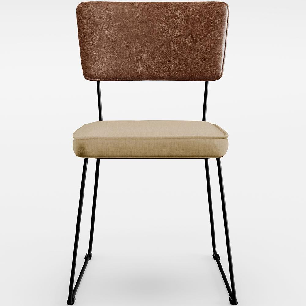 Kit 08 Cadeiras L02 Couríssimo Marrom Linho Bege Escuro - 6