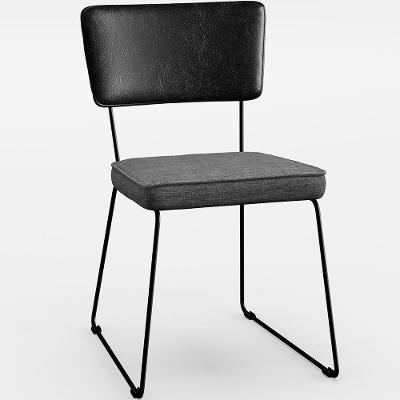 Cadeira Estofada Sala Jantar Preto Linho Cinza Escuro