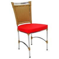 Cadeira Em Alumínio E Fibra Sintética Jk Cozinha Edícula Avelã E Vermelho - 1