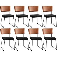 Kit 08 Cadeiras L02 Couríssimo Camel Linho Chumbo - 1