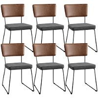 Kit 06 Cadeiras L02 Couríssimo Marrom Linho Cinza Escuro - 1