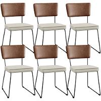 Kit 06 Cadeiras L02 Couríssimo Marrom Linho Champagne - 1