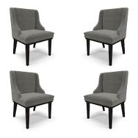 Kit 4 Cadeiras Decorativas Sala De Jantar Base Fixa De Madeira Firenze Suede Grafite/preto G19 - 1