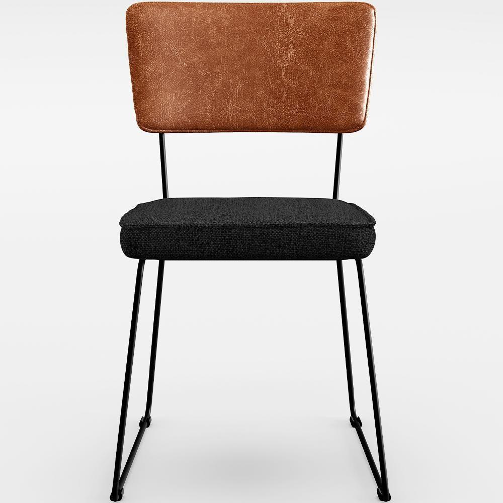 Kit 06 Cadeiras L02 Couríssimo Camel Linho Chumbo - 5