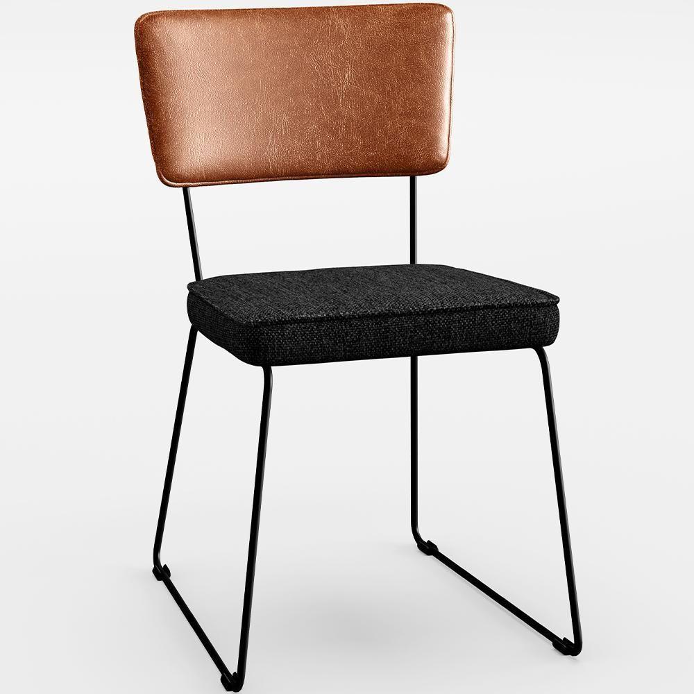 Kit 06 Cadeiras L02 Couríssimo Camel Linho Chumbo - 9