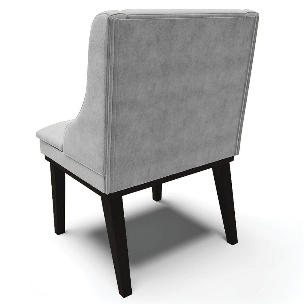 Kit 5 Cadeiras Decorativas Sala De Jantar Base Fixa De Madeira Firenze Suede Cinza/preto G19 - 5