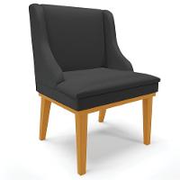 Cadeira Decorativa Sala De Jantar Base Fixa De Madeira Firenze Pu Preto Fosco/castanho - 8